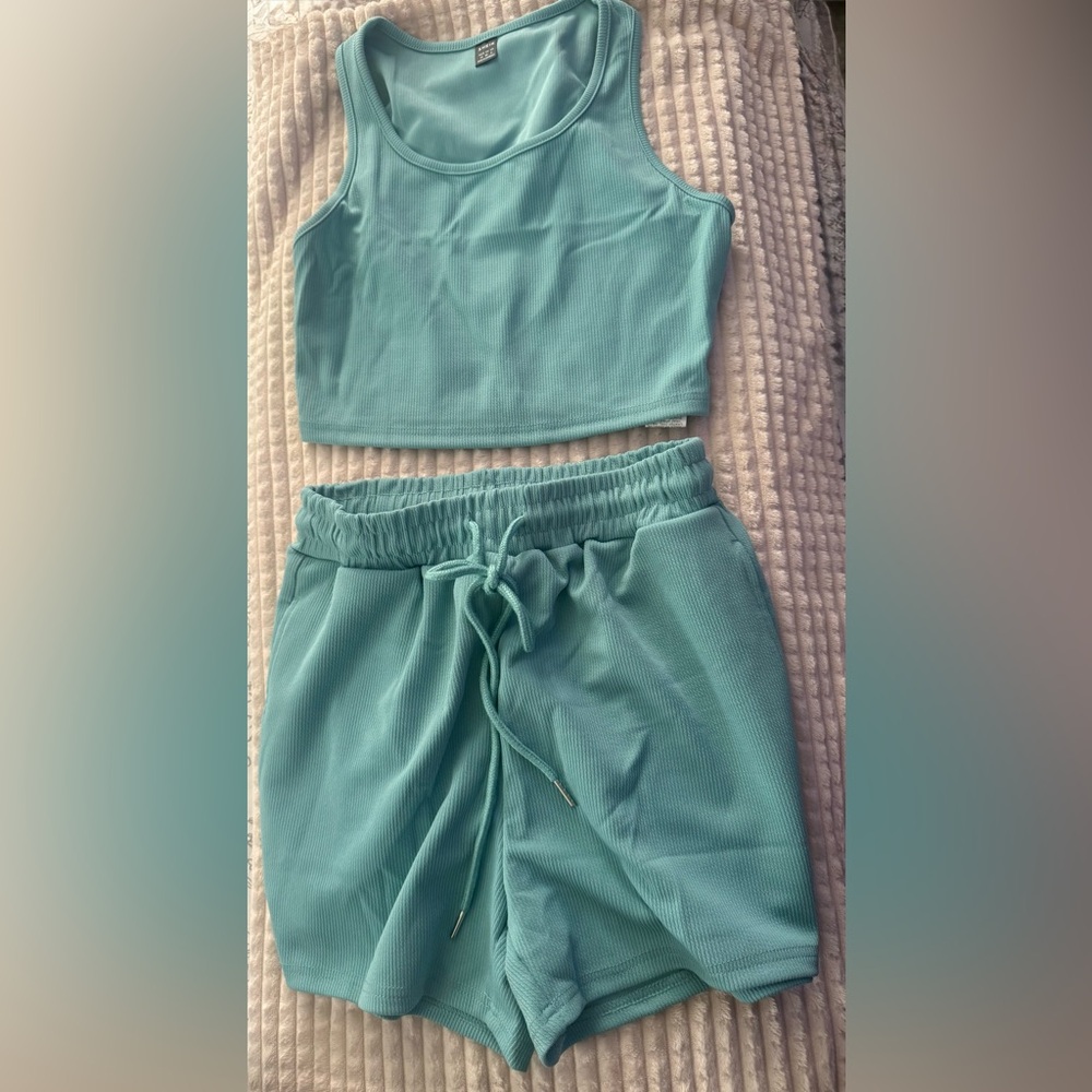 SHEIN Aqua Knit Lounge Set
